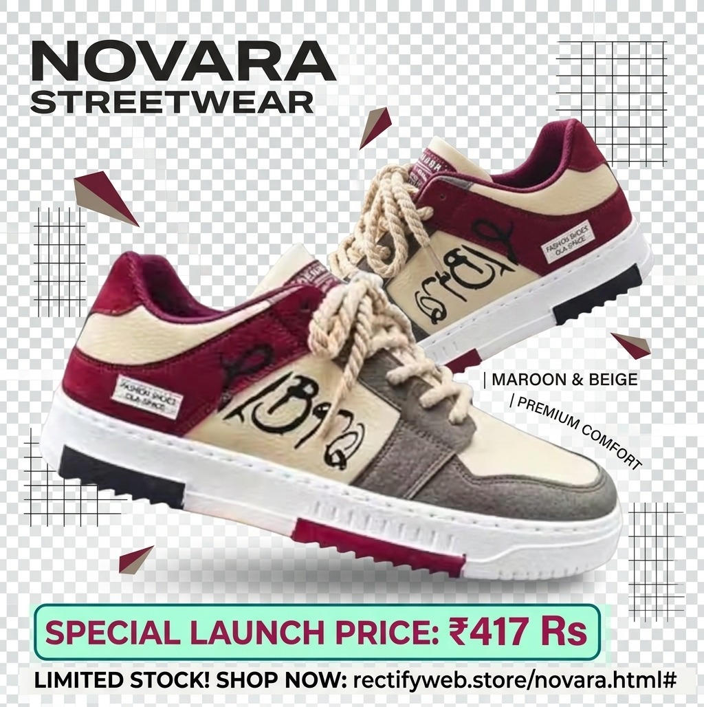 Novara Maroon & Beige Sneakers